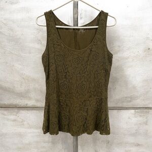 LOFT Olive Green Lace Tank Top